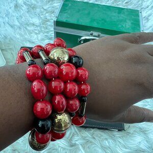 Chunky Red & Black Multi-Strand Stretch Bracelet – Chico’s Style Statement